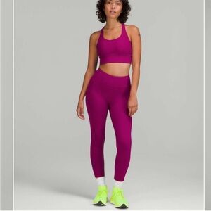 Lululemon Energy Bra Long Line Ribbed, B–D Cup Med Support Deep Fuchsia, Magenta